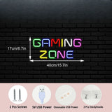 LED Gaming Zone Neon Sign Multicolor USB Powered Wall Light Gamer Room Decor Man Cave Game Bar Bedroom Streamer Aesthetic Hanging Lamp