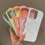 Luxury Candy Tile Ribbed Luggage Texture Magsafe Wireless Charge Case For iPhone 17 16 15 14 13 12 Pro Max 11 17 Magnetic Cover