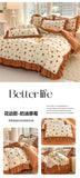 Fashion Flower Bedding Set Bed Sheet Cute Princess AB Double Sided Ruffle Flower Quilt Cover Pillowcase Bedclothes Home Textiles
