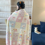Ikeehome  new printed milk wool lamb wool blanket double-sided cute cartoon office lunch break blanket student dormitory blanket