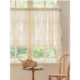 Retro Coffee Cotton Linen Kitchen Half Door Decorative Partition Linen Short Curtains