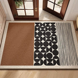 Modern Geometric Wire Loop Door Mat Water Absorbent Dirt Trapper Non-slip Rug for Home Entrance & Hallway