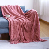 Knitted Twin Size Blanket, Coffee Throw Blanket for Couch Soft Lightweight Breathable Summer Living Room Home Decor Outdoor