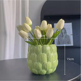 Tulip Pot Embossed Flower Hand-made Ceramic Vase Planting Utensil Flower Pot Tulip Vase Home Decoration Accessories