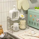 Kitchen Countertop Storage Rack Spice Shelf Versatile Stainless Steel Storage Basket for Bathroom Toiletries Cup Organizer Racks