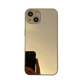 Brief Silver Golden Mirror Shockproof Case for iPhone 16 15 14 13 12 11 Pro Max X XR XS Electroplated Hard Back Cover