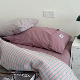 Nordic Striped Pure Cotton Bedding Sets 40S Cotton Skin-Friendly Comfortable Quilt Cover Kit Home Dorm Bedclothes for Seasons