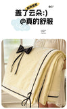 Summer Thin Quilt Ins Girl Bow Seersucker Washed Cotton Summer Quilt Single Dormitory Air Conditioner Blanket Machine Washable