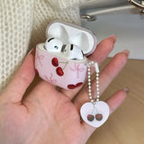 Lovely Pink Cherry Bowknot Gloss Soft Earphone Case For AirPods 4 For AirPods Pro 2 3 1 Headphone Accessories Protection Cover