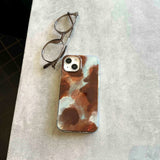 Blue brown motting phone case for iphone 14pro 15pro 16promax 13 16 15 12 pro max 13pro 14 vintage autume winter glacier shell