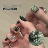 10ml Imperial Green Cat Magnetic Gel Nail Polish Spring Summer Sparkling Glass Bead Soak Off Christmas Decoration