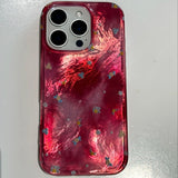 Korean INS Cranberry Red Gradient Floral Prints Fashionable Phone Case for iPhone 16 15 14 13 Pro Max Back Phone Cover Capa
