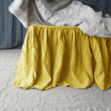100% Pure Linen Bed Skirt Natural Flax Single/Queen/King Size Bed Sheet Ruffles Non-slip Fitted Sheet Cover Bedspread
