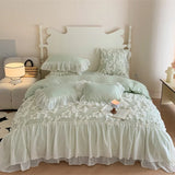 4Pcs Korean Princess Style Cotton 100% Bedding Set Three-Dimensional Chiffon Lace Duvet Cover 200x230 220x240 Four Seasons