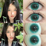 1 Pair HOT SALE Green Colored Contact Lenses with Prescription Myopia Lenses Cosmetic Beauty Pupils Soft Blue Eye Lenses