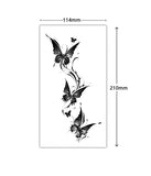 2 Sheets Waterproof Temporary Tattoo Sticker Butterfly Flower Rose Fake Tatto Flash Tatoo Shin For Girl Women Body Art Tattoos