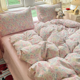 Oxygen Double Layered Four-Piece Bedding Set Fresh Floral Duvet Cover Bed Sheet Bed Canopy Student Dormitory 3-Piece Set