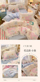 Korean Princess Style 4Pcs Floral Ruffles Bedding Set Single Queen Size Soft Skin-friendly Washed Cotton Duvet Cover Pillowcase