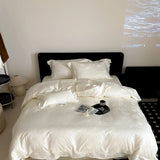 1000TC Lyocell Cotton Jacquard Embroidery Wide Edge Luxury Bedding Set Silky Duvet Cover Bed Sheet/Fitted Sheet Pillowcases 4Pcs