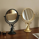 360° Rotation Ironwork Cosmetic Mirrors Retro Desktop Single-sided Makeup Mirror Princess Mirrors Household Bedroom Vanity Decor