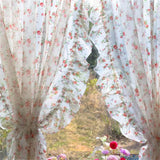 French Style Floral Gauze Curtain Living Room Bedroom Balcony Bay Window Shelter Curtain Punch-Free Romantic Home Decoration