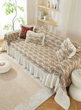 Pastoral Retro Printed Sofa Cover with Skirt All-Inclusive Floral Sofa Towel for Four Seasons Luxury Soft Furniture Protector