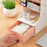 Multilayer PlasticInclinedPenHolderMultiFunctionalDesktopDrawerStorageBox for HomeDormOfficeDeskCosmeticBrushStationeryOrganizer