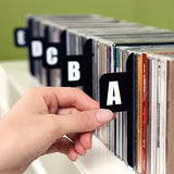 26 Pcs A-Z Lettered CD/DVD/Record Dividers Bookshelf Label Identification Card Index Cards for Music Albums Equipment Organizer