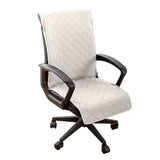 Quilted Office Chair Cover Solid Color Anti-dirty Desk Computer Armchair Chair with Slipcovers Buckle Gaming Seat Cover