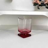 Ikeehome  180ml Retro Square Glass Cups Short Foot Drinkware Multicolored Kitchen Glass Juice Bubble Water Espresso Cups Kitchenware Gifts