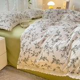 New class A double-layer yarn thickened three/four-piece set skin-friendly and breathable single double washed cotton