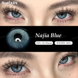 1 Pair Najia Series Colored Contact Lenses Natural Brown Pupils Blue Eyes Contact lenses Gray Soft Contacts 14.20mm