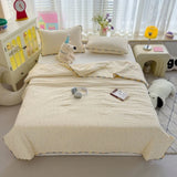 Korean Style Summer Cool Quilt For Girl Skin-friendly Washed Cotton Air Conditioning Quilt Breathable Soft Blanket Home Textiles