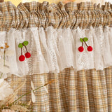 American Sweet Style Plaid Pattern lace Curtain Fabric Kitchen Door Curtains Cafe Living Room Window Kitchen Home Decoration