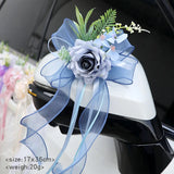 Multi-purpose Rustic Wedding Car Door Handle Decoration Just Flowers Married Car Mirror Rearview Flower Decor Accessories