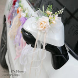 Multi-purpose Rustic Wedding Car Door Handle Decoration Just Flowers Married Car Mirror Rearview Flower Decor Accessories