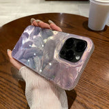 Fashion Glitter Gradient Purple Feather Transparent Shockproof Protection Case for iPhone 15 14 Pro 13 12 11 Pro Max Phone Cover