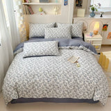 Ikeehome  100% Cotton 4-Piece Duvet Cover Set (1 Duvet Cover 2 Pillowcases 1 sheet), Minimalist Cartoon Design, Ultra-Soft Bedding Set