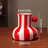 Retro Stripe Ceramic Vase, Elegant Minimalist Home Decor for Living Room Table