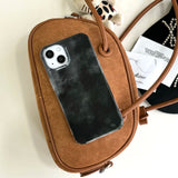 Vintage INS Dark Grey Marble Texture Double Layers IMD Chic Phone Case for iPhone 16 15 14 13 Pro Max Back Phone Cover Capa