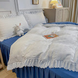 Korean Style Bedding Set Duvet Cover Flat Bed Sheet Bed Skirt Princess Style Ruffle Quilt Cover For Girls Summer Bed Linen