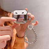 Luxury Electroplated Silver Bead Chain Bracelet Case For Apple AirPods 1 2 Pro 3 Headset Charging Box Earphone Protection Cover