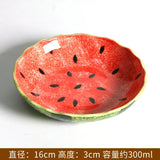 6.3 Inch Round Plate Hand-painted Watermelon Stone Lace Fruit Plate Japanese Sushi Plate Small Dish Snack Decorative Small Dish
