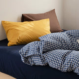 Ikeehome  Mixed Color Cotton Bedding Set Plain Cotton Waed Fabric Color Woven Design Dormi Tee Piece Set Pure Cotton Bed Canopy