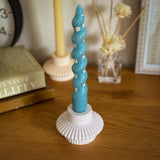 Pleated Gypsum Candle Holder Handmade Taper Candle Stand Modern Minimalist Home Decor Altar Wedding Holiday Table Centerpiece
