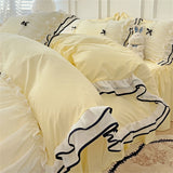 Luxury Princess Bedding Sets Princess Style Fashion 4Pcs Duvet Cover Bed Sheet Pillowcase Lace Ruffles Bed Skirt Bedroom Decor