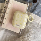 Korea Cute Full Yellow Flower Gloss Soft Protection Case For Apple AirPods 1 2 3 4 Pro 2 Cover Shockproof Funda With Keychain