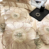 High end Flowers Embroidery Duvet Cover Set 1000TC Egyptian Cotton Bedding Sets Luxury Quilt Cover Fitted Bed Sheet Pillowcases