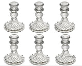 6pc Crystal Candle Holders Centerpiece for Table Dinning Party Wedding Decorations Glass Taper Candlestick Holders Set Bulk