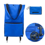 New Portable Shopping Trolley Bag Foldable with Wheel Supermarket Tug Bag Reusable Large Capacity Fruit Vegetables Organizer Bag